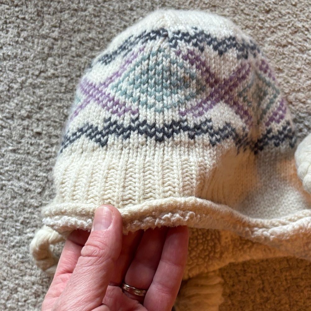 Carhartt Kids' Tan and Purple Knit Hat with Tassels - Picture 6 of 8
